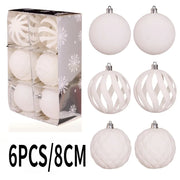 6PCS 8CM Christmas Balls Ornaments Flocking Hollow Out Christmas Tree Party Decoration Christmas Spheres Pendant 2025 New