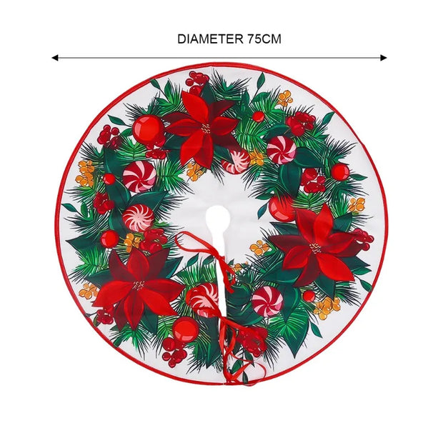Christmas Tree Skirt Xmas Tree Mat Plush Trees Skirts Flowers Surround Bottom Carpet Base Round Cover Rug New Year Party Decor