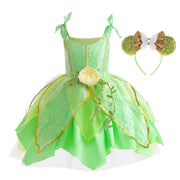 Kid Girls Princess Fairy Costume Tinker Bell Tutu Dress Sleeveless Wing Princess Girl Costume Cosplay Carnival Halloween Party
