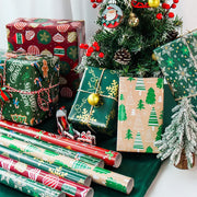 6 Pcs 50x70cm Red Green Per Roll Xmas Wrapping Paper Sheet Package for Merry Christmas Holiday Gift Wrap Craft Paper Decor Gifts