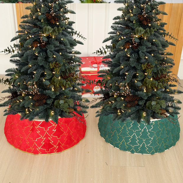 Tree Bottom Surrounder Stereoscopic Skirt Replacement Christmas Tree Collar Family Party New Year Red Green Indoor Decoration