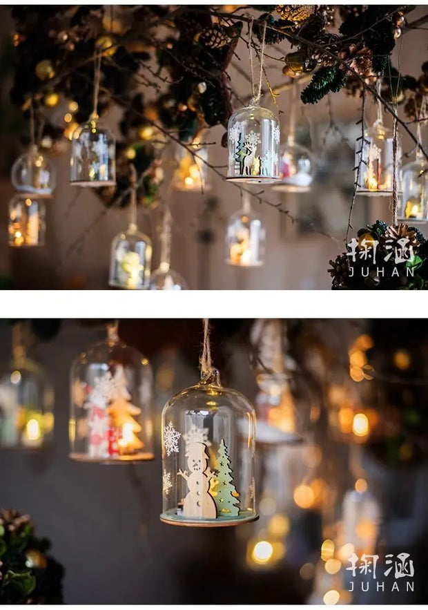 Luminous Lamp Hanging Decorations Christmas Ornaments Glass Lamp Balls Hanging Balls Santa Claus Reindeer Snowman Ornaments
