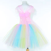 Pastel Flower Fairy Tutu Dress Costume for Girls Birthday Party Princess Dress Kids Halloween Carnival Butterfly Dress Up Outfit