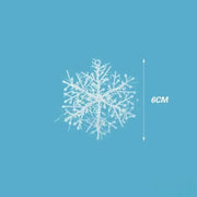 Christmas Plastic White Snowflakes Ornaments Xmas Tree Hanging Pendant Artificial Glitter Snow Flake Home DIY Wreath Decoration