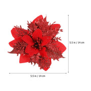 Christmas tree Flower Artificial Glitter Flowers Poinsettia Xmas Tree Ornament Garland golden Flowers adorn Christmas Party deco