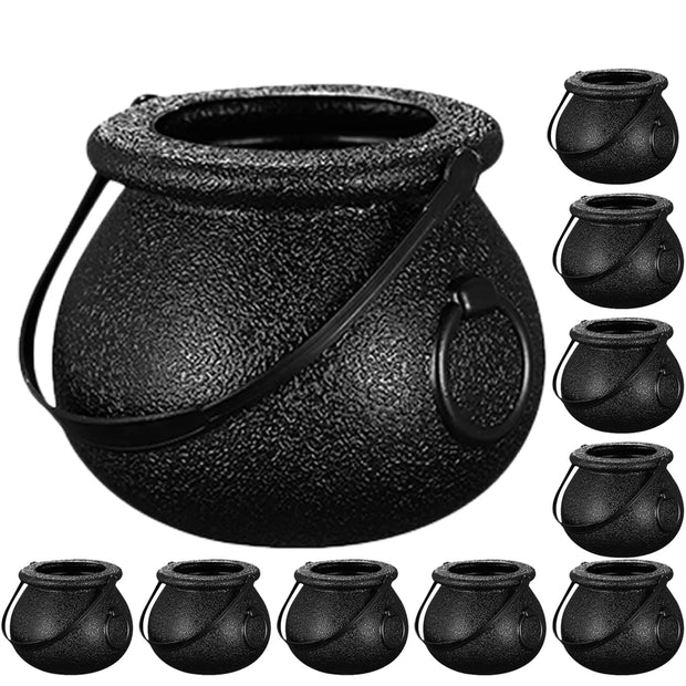 12pcs Halloween Candy Bucket for kids Hallowen Party Gift Buckets Holder Cauldron Black Witch Small Prop Kettle Hallowen Decor