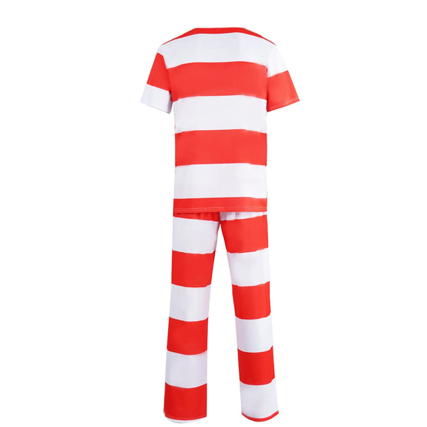 Mens Prisoner Costume Uniform Halloween Guilty Prisoner Sets handcuffs Striped Top Pants Jail Party Cosplay Costumes for Adult