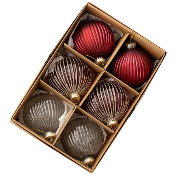 Set/6pcs Christmas Bauble,Glass Balls Ornaments Perfect for Tree Decoration Beautiful Hangers Decors Eye-catching Accent
