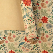 1 Roll 10m Large Size Christmas Theme Gift Wrapping Paper Plant Leaves Flowers Decoration Kraft Paper DIY Gift Packaging Supplies