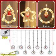 Christmas Decorations LED Curtain String Lights Cute Xmas Tree Santa Claus Pendants Lamp for Home Garden Party New Year Decor