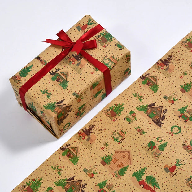 Christmas Gift Wrapping Paper Flower Bouquet Packing Kraft Paper DIY Crafts Paper Christmas New Year Party Packaging Decoration