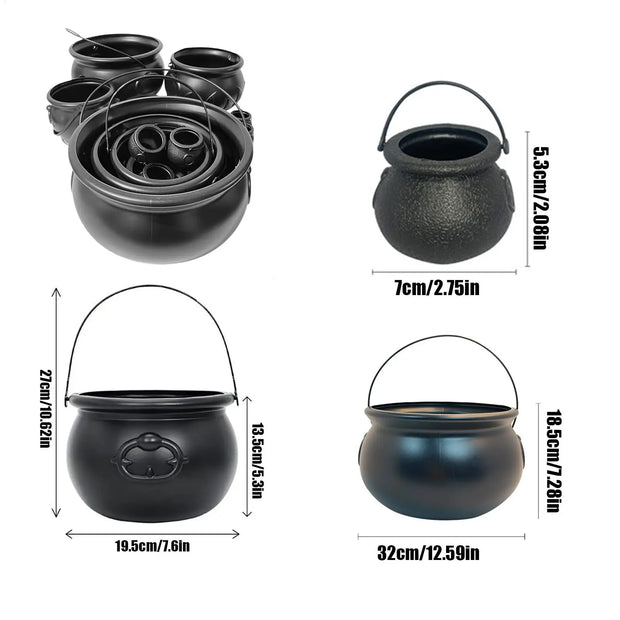 Witches Cauldron Halloween Candy Bowl Witches Cauldron Set Storage Bucket Home Decorations for Party Cabinet Desktop Tabletop