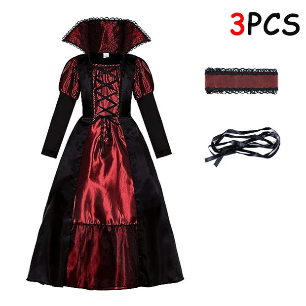 Halloween Kid Girl Cosplay Costume Maleficent Tulle Purple Black Dress Girls Vestidos Party Evil Queen Mesh Princess Dresses