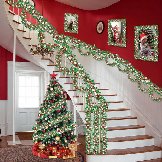 Christmas Tree Decorations Christmas Tinsel Garland Metallic Shiny Garland for Christmas Home and Living Room Decoration