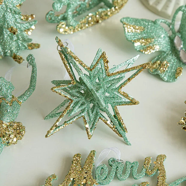 Christmas Decorations Christmas Tree Ornaments Green Butterfly Snowflake Decorations and Home Christmas Party Decorations