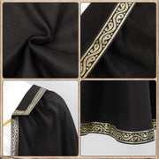 DAZCOS Medieval Tudor Cape Renaissance Cavalier Half Shoulder Shawl Black Hooded Shrug Ranger's Cloak LARP Costume Halloween