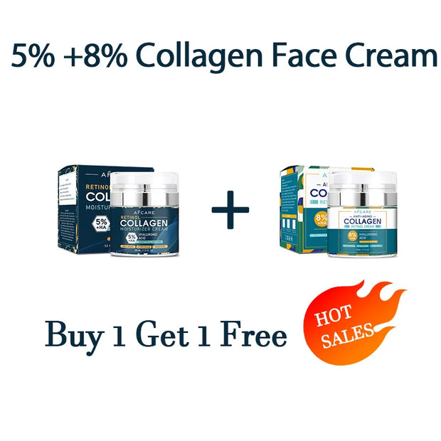 8% Men's Collagen Moisturizing Cream Skincare Fade Facial Wrinkles Hyaluronic Acid Firming Skin Vitamin E Moisturizer