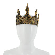 King Crown For Men Women Full Round PU Royal Birthday Prince Prom Kings Crown Medieval Headpiece Cosplay Halloween Tiara Costume