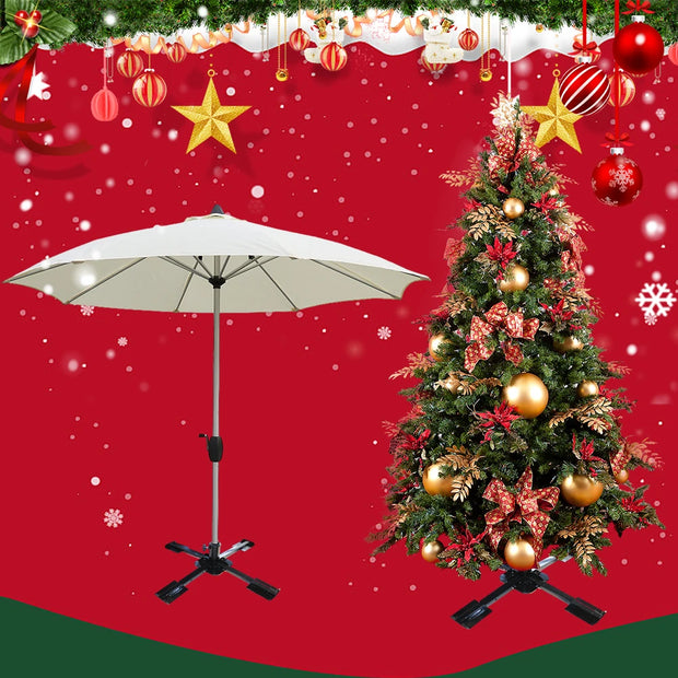 Christmas Tree Stand 360° Rotating Artificial Tree Bracket Electric Outlets Adjustable Universal Christmas Tree Metal Base 2023
