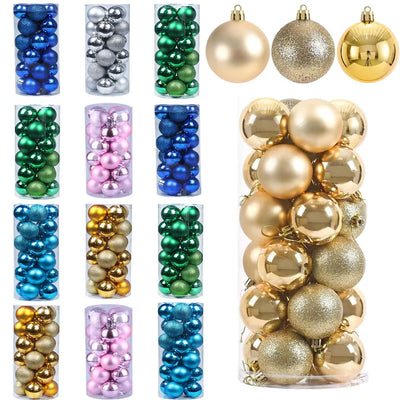 New 3/4/6/8cm Christmas Ball Ornaments Set Painted Plastics Christmas Tree Pendant Decoration Christmas Decoration Accessories