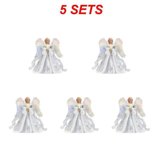 New Christmas Tree Decoration Golden Angel Dolls Tree Top Star LED Glowing Pendant Christmas Tree Top Decoratiostival decoration