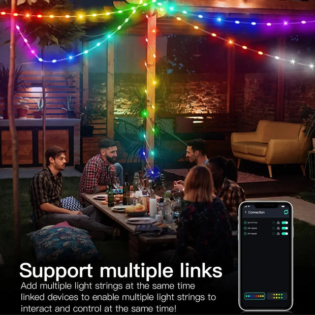 5M/10M/15M/20M RGBIC USB Sting Light Bluetooth APP DIY LED Fairy Lights Garland Decoration for Christmas Wedding Birthday Party
