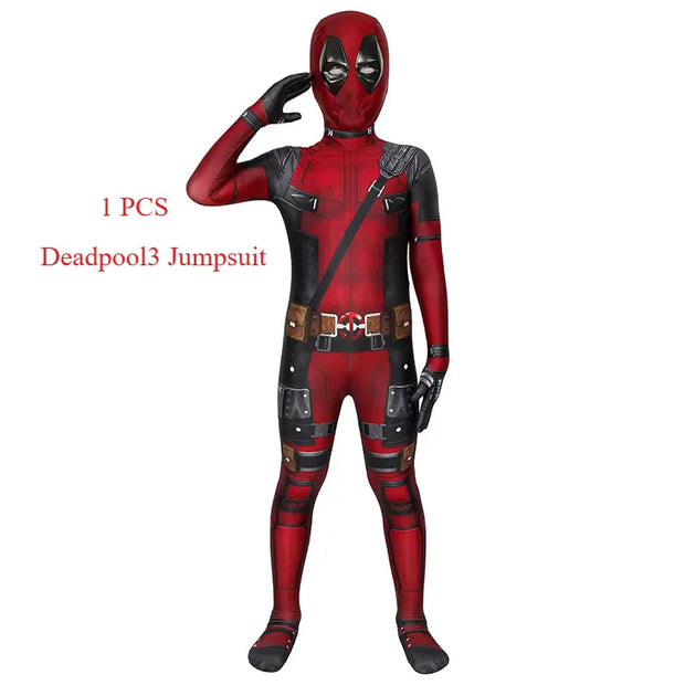 Deadpool Costume Kids Superhero Child Cosplay Costumes Jumpsuit Children Deadpool Costume Accessories Man Halloween Bodysuit