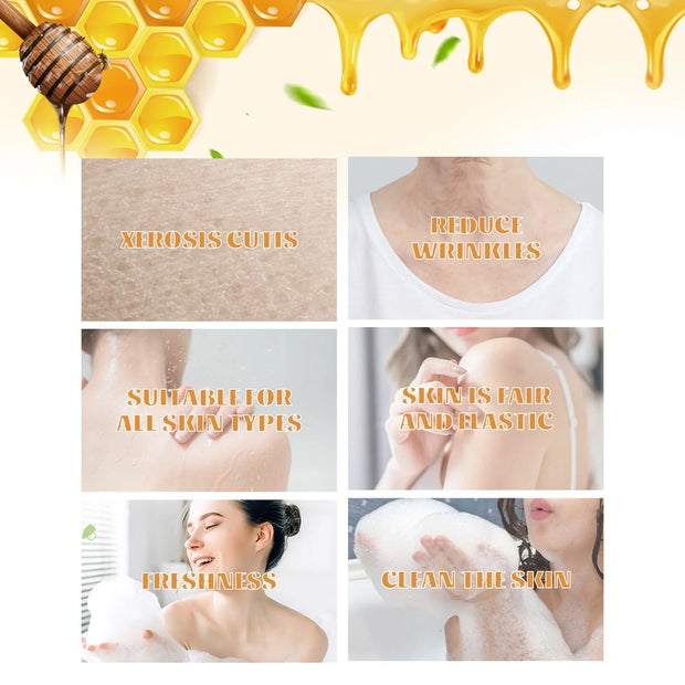 Honey Shower Gels Refreshing Moisturizing Body Wash Smooth Gentle Cleansing Firming Skin Exfoliating Brighten Skin Bath Lotion