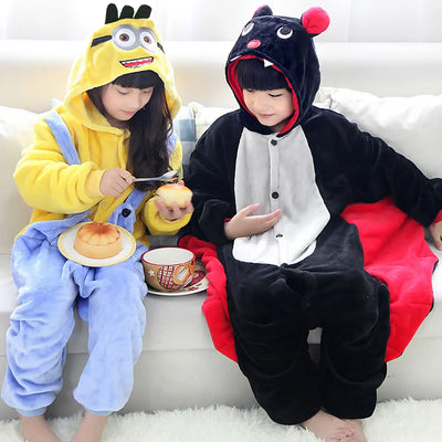 Kigurumi Bat Minion Cartoon Onesies Kids Children Animal Pajamas Girls Boys Anime Cosplay Costumes For Christmas Halloween Party