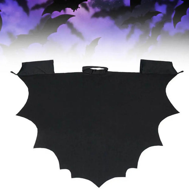 Unisex Halloween Black Bat Wing Cape Cloak Costume With Patch for Kids Child Boys Girls Vampire Dress Up Accessories