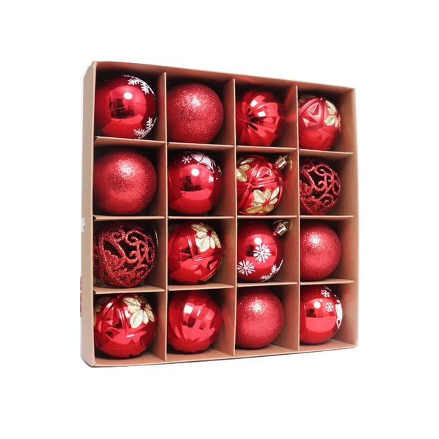 6cm 12/16pcs Christmas Ball Ornaments Printed Purple Red Christmas Tree Party Decoration New Year Christmas Spheres Pendant 2025