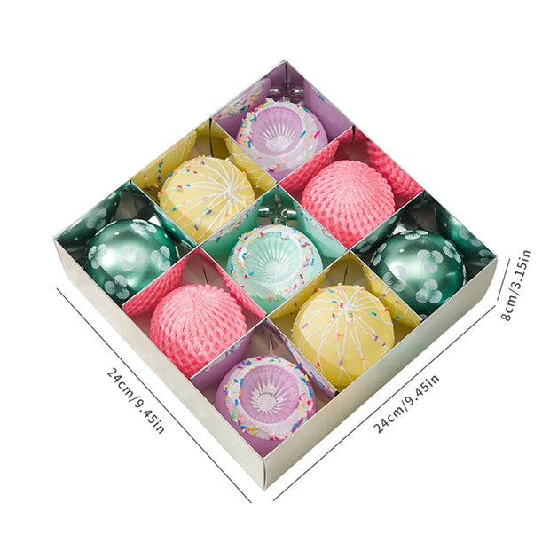 DIY Christmas Village Scene Kit - 9-Piece Holiday Tree Ornaments, Macaron Baubles, & Layout Props for Festive Home Decor
