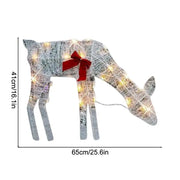 Lighted Deer Christmas Outdoor Decoration Reindeer Family Moose Lighted Holiday Display with Bell Bow Deer Lawn Garden Decor