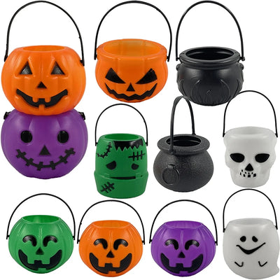 Halloween Candy Bucket White Green Purple Ghost Pumpkin Basket Kids Favor Candy Holder Trick Or Treat Halloween Party Decoration