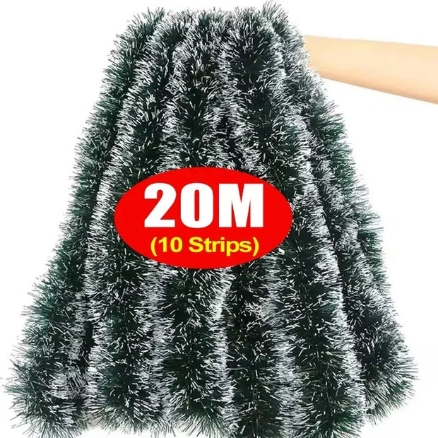 60/2M Christmas Tinsel Ribbons Garland Green Cane Wreath Xmas Tree Hanging Pendent Ornaments Wedding Party Home Decor Supplies