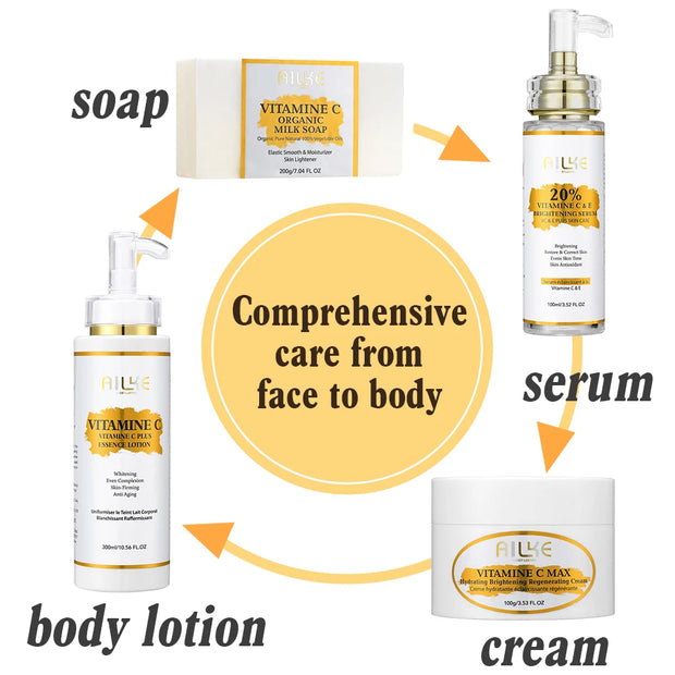 AILKE Lightening Body Cream, with Vitamin C, Hyaluronic Acid, Shea Butter, Spots Treatment, Uneven Skin Tone, Deeply Hydration