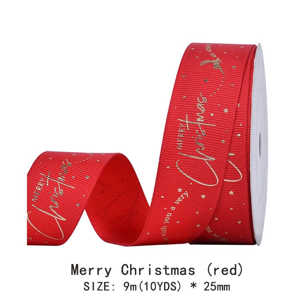 10 Yards/Roll Christmas Series Ribbon Festive Atmosphere Tree Decoration Xmas Gifts Packaging DIY Handmade material Cake Baking