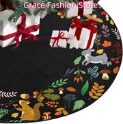 Forest Wreath Christmas Tree Skirt 36" Fall Tree Skirt Mushroom Fox Rabbit Deer Tree Mat for Thanksgiving Christmas