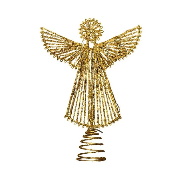 Light Glitter Metal Iron Angel Christmas Tree Topper Decor For Home Xmas Tree Ornament Navidad New Year Holiday Home Office
