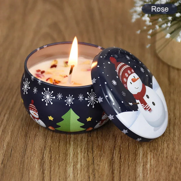 Christmas Candles Santa Claus Snowman Elk Tin Cans Candle Merry Christmas Decorations for Home Navidad Noel Xmas New Year Gifts