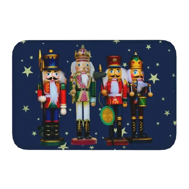 Nutcracker Doll Floor Door Kitchen Bath Mats Anti-Slip Indoor Christmas Soldier Toy Doormat Garage Entrance Rug Carpet Footpad