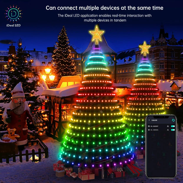 RGBIC Christmas Tree Lights DIY LED Fairy String Lights with Smart APP & Remote Control Garland for Outdoor Garden Party Wedding