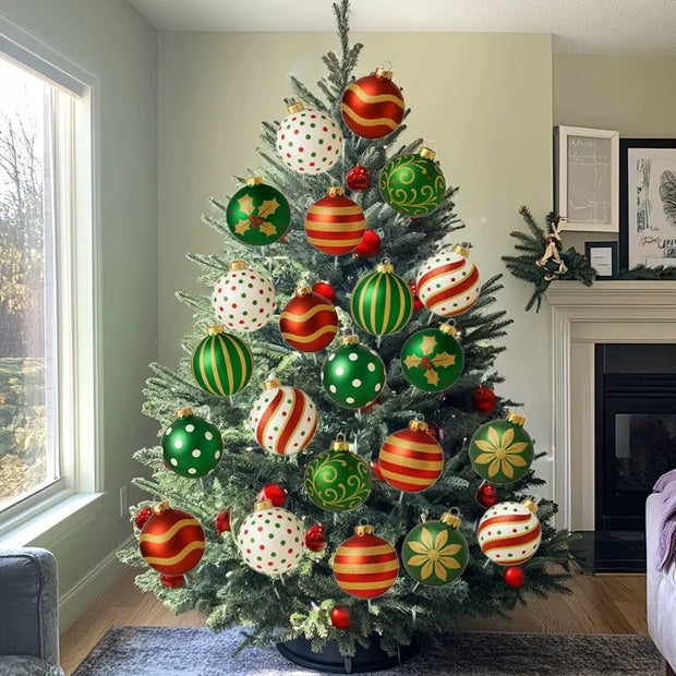 10 Christmas ball-shaped ornaments for decorating trees, made of plastic hollow panels and rods, Christmas decorations