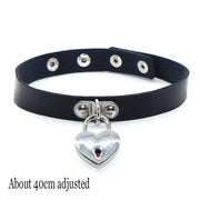New Sexy Harajuku PU Leather Chain Heart Pendant Necklaces Women Men Punk Neck Gothic Black Pink Choker Necklace Cool Collar