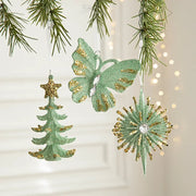 Christmas Decorations Christmas Tree Ornaments Green Butterfly Snowflake Decorations and Home Christmas Party Decorations