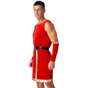 Mens Roman Spartan Gladiator Warrior Costume Ancient Greek Mythology God Toga Fancy Dress Up Halloween Cosplay Costumes