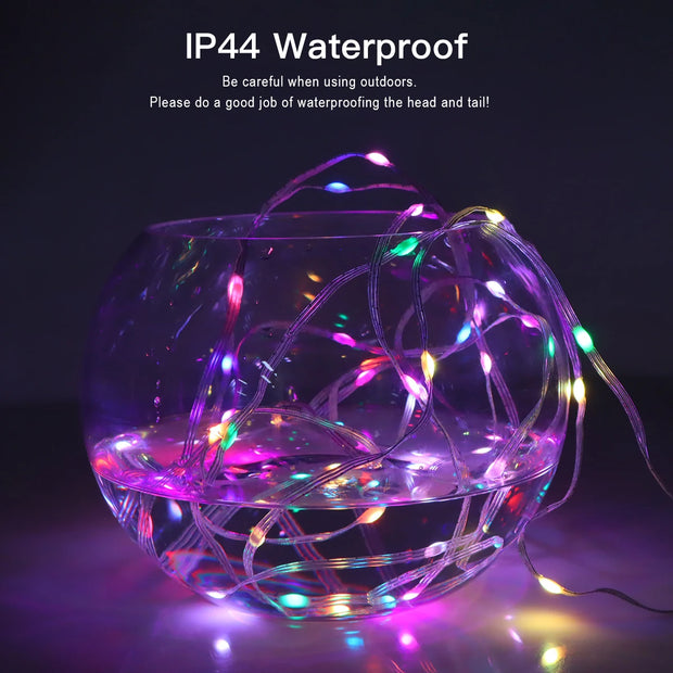 RGBIC USB 5V Christmas Tree LED String Light Bluetooth Music APP Control Fairy Lights Birthday Party Room Decor Garland Light