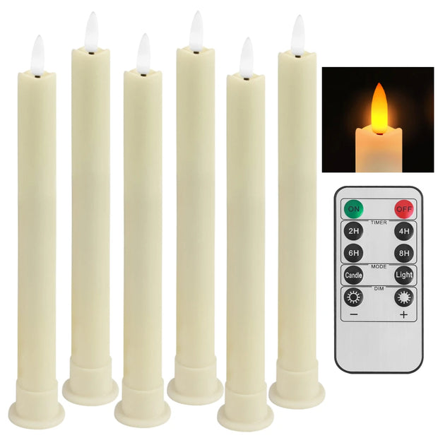 Flameless LED Taper Candles with Remote Flickering Electronic Candle Ivory/White Tea Lighting for Christmas Halloween Home Decor