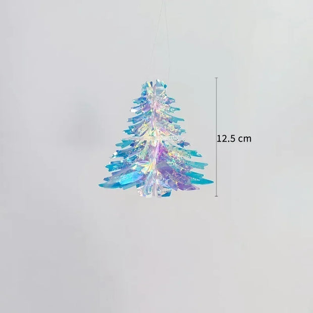 3D Christmas Tree Decorations Shiny Film Ornaments Glitter Christmas DIY  Iridescent Hanging Pendant Party Event Decor Suppliers