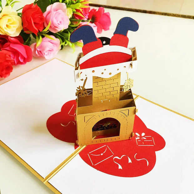 3D Pop UP Santa Cards Marry Christmas Greeting Cards Party Invitations Gifts New Year Greeting Card Anniversary Gifts Postcard